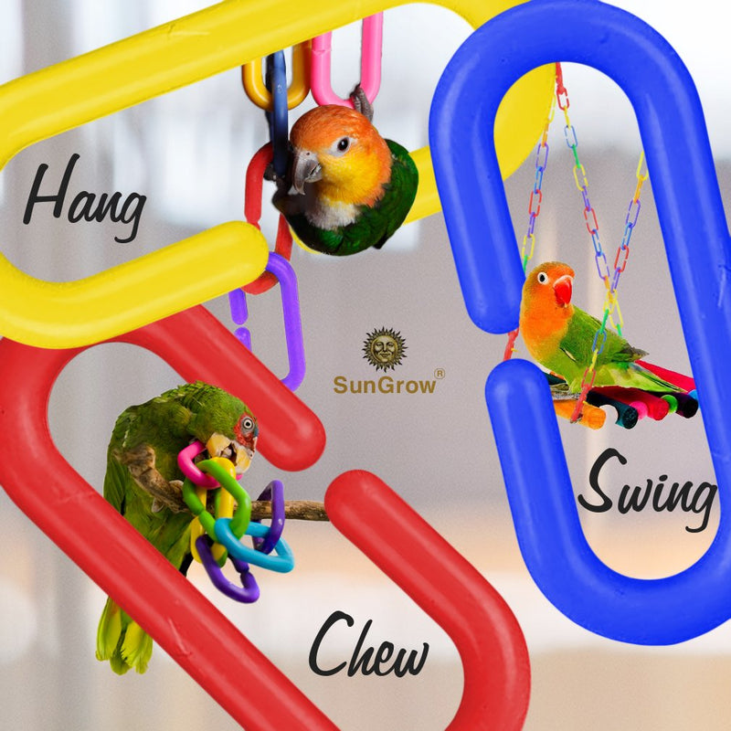 [Australia] - SunGrow Plastic Chain Links, 1.4x0.5 Inches, Variety of 6 Vibrant Colors, Interchangeable C-Clip Hooks, for Classroom or Playroom, Exciting, Lightweight and Durable DIY Pet Toy, 100 Pieces 