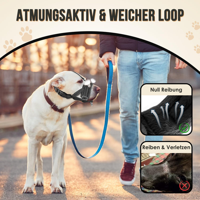 Eyein Muzzle for Small Dogs, Adjustable Reflective Nylon Dog Muzzle with Connecting Strap, Dogs Can Pant and Drink, Prevents Biting, Barking and Chewing (Black, S) Black - PawsPlanet Australia