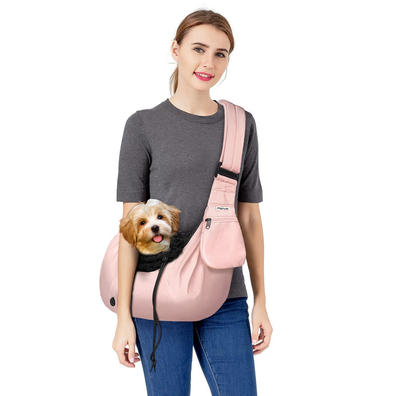 MOSISO Small Dog Cat Carrier Sling Bag, Pet Carrier Tote Bag Hands Free Adjustable Padded Strap Breathable Polyester Soft Carrying Travel Shoulder Bag with Front Pocket for Dogs Cats, Pink - PawsPlanet Australia