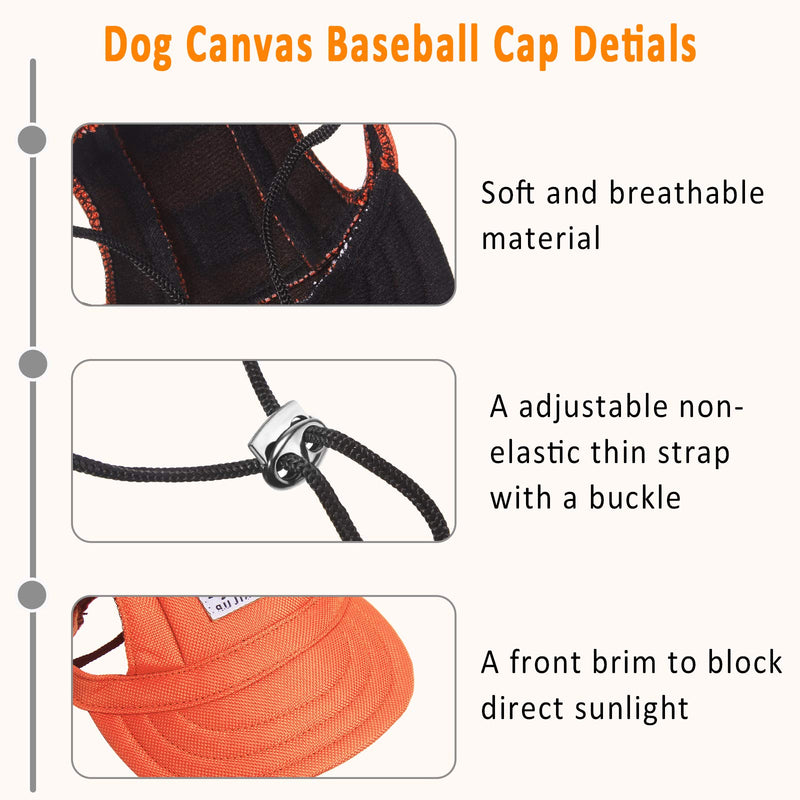 3 Pieces Dog Baseball Caps Pet Visor Caps Dog Sports Hats with Ear Holes Sun Protection Pet Hats with Adjustable Chin Strap for Small Dogs (Blue, Orange, Black) Blue, Orange, Black - PawsPlanet Australia