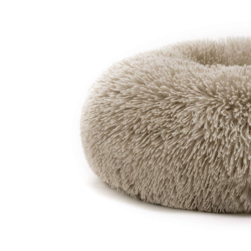 [Australia] - AIPERRO Pet Bed for Small Dogs and Cats Donut Cuddler Fur Round Dog Bed Soft Plush Fluffy Indoor Cat Bed, Anti Slip Bottom, 20/23/30 Inch for Puppy and Kitties 20 inch Beige Brown 