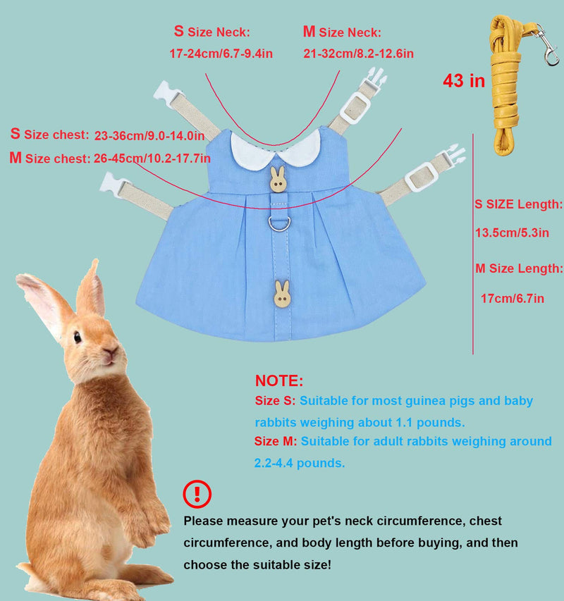 ROZJOVU Bunny Harness Vest and Leash for Rabbits Small Animal Dress Clothes Adjustable Harness and Leash for Bunny Walking 2 Set(Blue + Pink Floral) S - PawsPlanet Australia