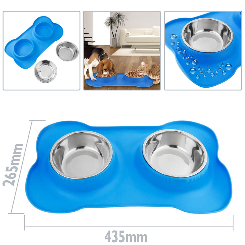 PrimeMatik - Pet bowl in stainless steel. Feeder for dogs and cats with non-slip silicone tray - PawsPlanet Australia