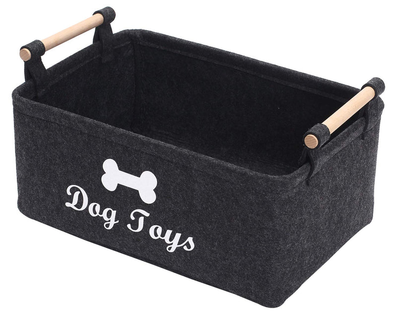 Brabtod Felt Storage Baskets - Foldable Storage Cube bin, Dog Toy Box Storage Basket Chest Organizer Perfect for pet Toys, Blankets, leashes, etc -dark gray Dark Gray - PawsPlanet Australia