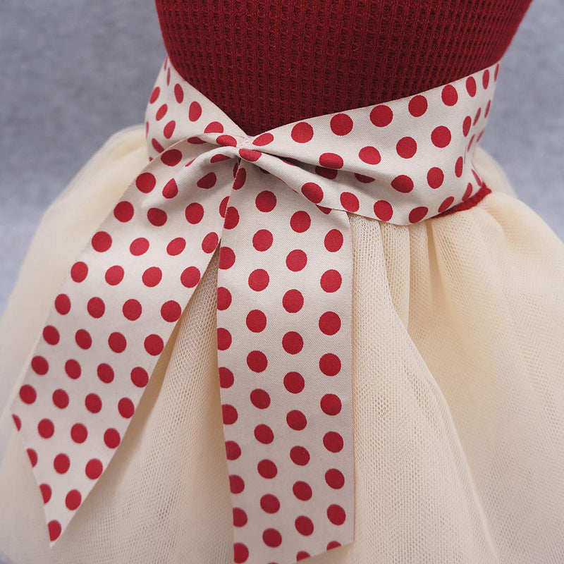 [Australia] - Fitwarm Retro Polka Dot Dog Dresses for Pet Clothes Party Birthday Puppy Doggie Tutu Dress Red XS 