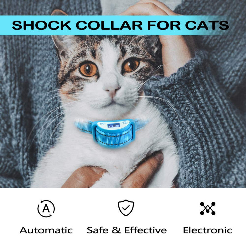 Paipaitek Cat Shock Collar,Automatic Trainer Collar for Cats Prevent Meowing Designed,Sound Vibrate and Shock 3 Working Modes for Cats and Kittens - Waterproof & Rechargeable Blue - PawsPlanet Australia