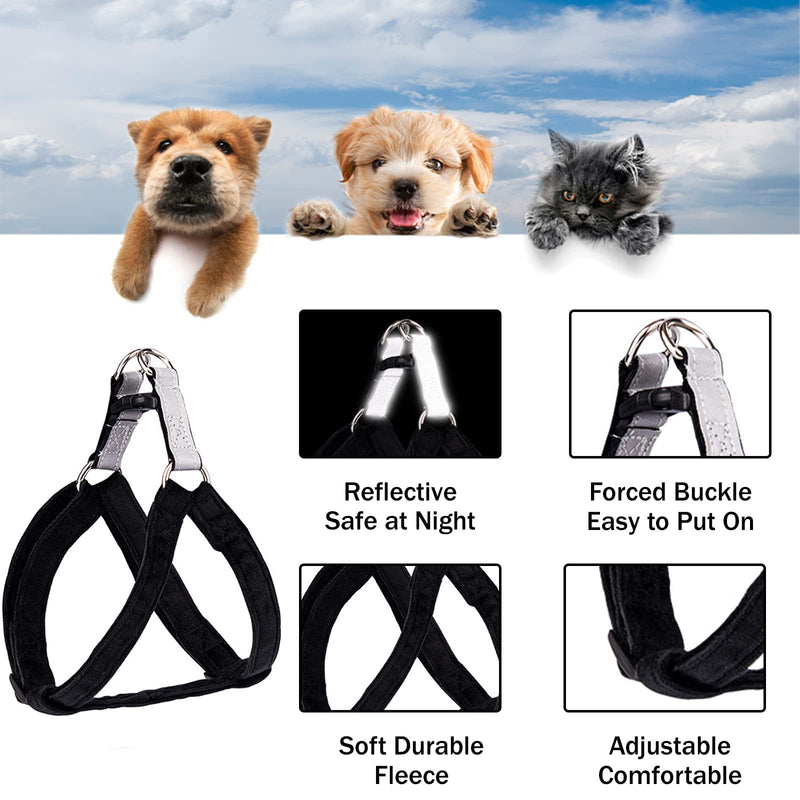 PETCARE Basic Dog Halter Harness and Leash Set Solid Reflective Adjustable Soft Suede Puppy No Pull Dog Harness for Small Medium Large Dogs Cats Outdoor Easy Walk Harnesses S(Chest 13"-19") black - PawsPlanet Australia