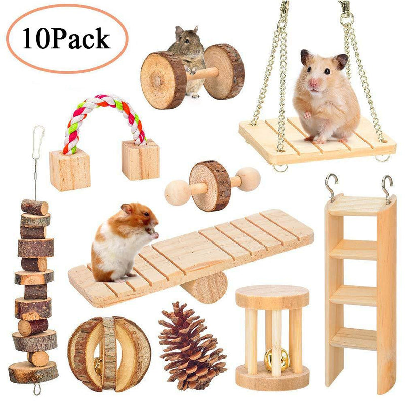 Amasawa 10 Pieces Hamster Chew Toys,Natural Wooden Toys,Gerbil Rat Guinea Pig Chinchilla Chew Toys,Roller Teeth Care Molar Toy,Suitable for Hamsters, Rabbits and Parrots to Play with Molar Toys - PawsPlanet Australia