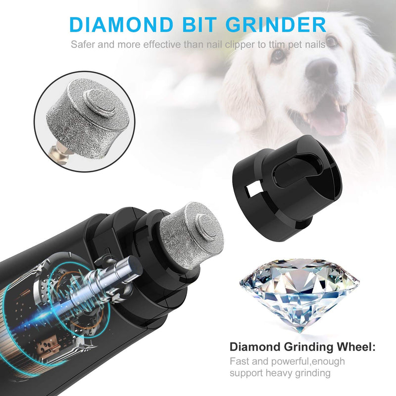 [Australia] - LIANGDU Pet Dog Nail Grinder Cats - 2-Speed Upgraded Professional Low Noise Quiet Electric Rechargeable for Dog Cat Small Medium Large Nail Painless Paw Smoothing, Grooming, Trimming Tool 