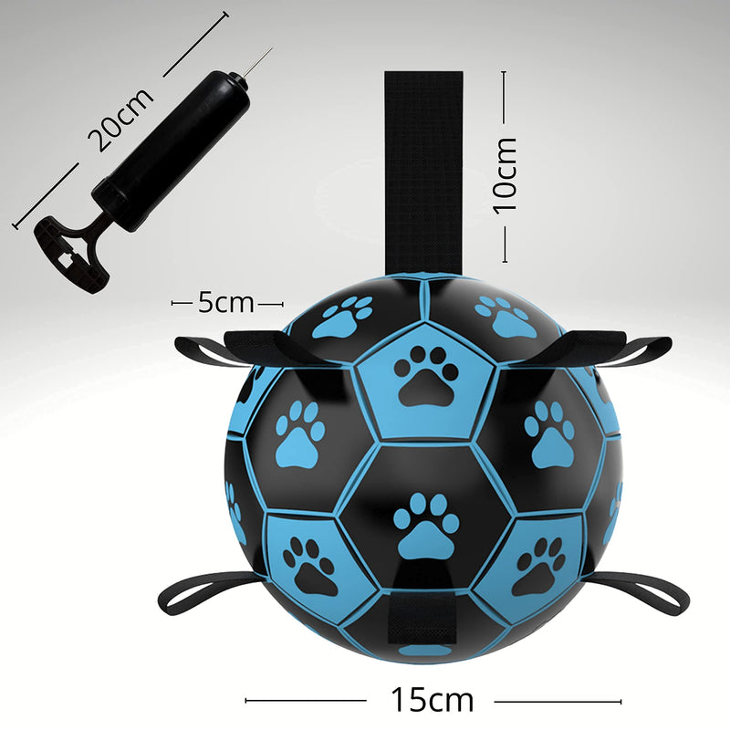 Dog Ball, Dog Toy Football with Non Rope Launcher Straps for Interactive Fetch Games. Outdoor Toys - Small to Large Dogs Blue - PawsPlanet Australia