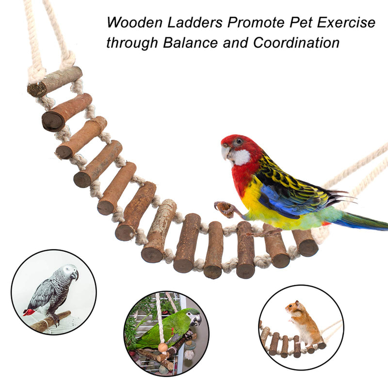 Huahao Wooden Natural Parrot Ladder 1Pcs Bridge Swing Ladder for Parrots Bird, Flexible Bird Bridge for Parrot Birds Training - PawsPlanet Australia