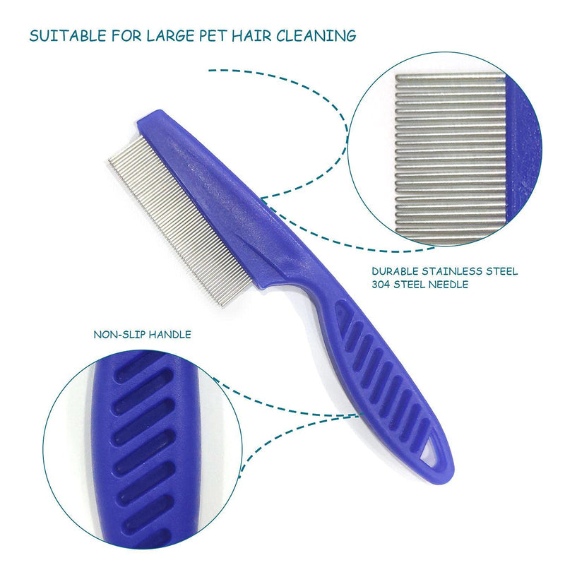 Pack of 6 Flea Comb, Flea Tear Stain Remover Comb, Pet Dogs, Cats, Grooming Tool, Stainless Steel, Safe Metal Tooth Removal Combs, Clean Lice Tangles, for Cats and Dogs (Blue) - PawsPlanet Australia