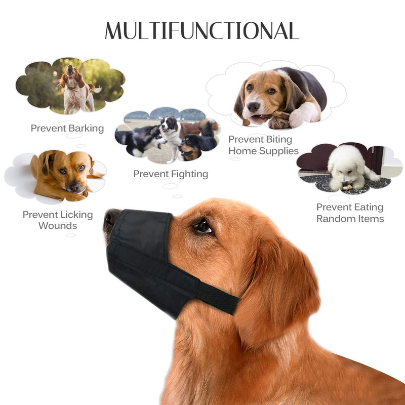 [Australia] - Lineba Dog Muzzles Suit, 5Pcs Adjustable Dog Muzzles for Small/Medium/Large/Extra Dog, Stop-Barking Biting While Allow Drinking, Black 