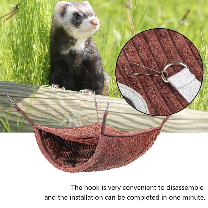 Ferret Hammock and Tunnel Combination, Small Animal Hanging Hideout Tunnel Tube, Suit for Guinea Pigs,Hamster, Chinchilla (Brown) Brown - PawsPlanet Australia