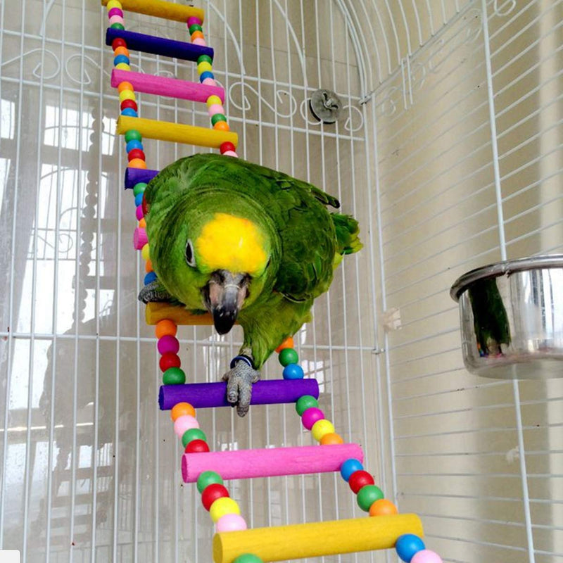 [Australia] - Colorful Bird Swing Standing Perch Toys Wooden Hammock Hanging Perch, Parrot Flexible Ladder 