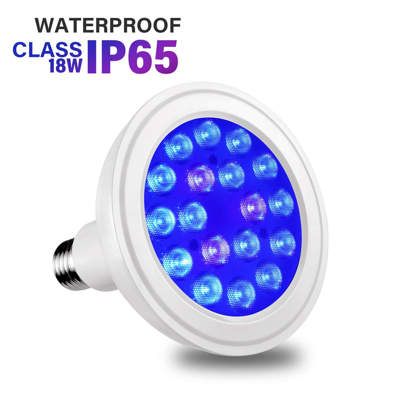 Luxbird 18W Waterproof Professional PAR38 LED Aquarium Light Bulb with 2 Band Spectrum Enhancement Blue Light Bulb 430nm 460nm for Refugium Saltwater Fish Tank Indoor Veg Plants Growth and Corals Reef - PawsPlanet Australia