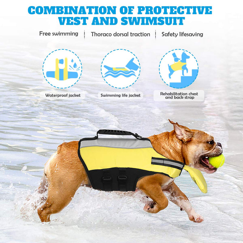 POPETPOP Dog Life Jacket for Swimming - Pet Float Coat Reflective Dog Vest Saver Swimsuit Preserver with Padding for Small, Middle, Large Dogs Medium - PawsPlanet Australia