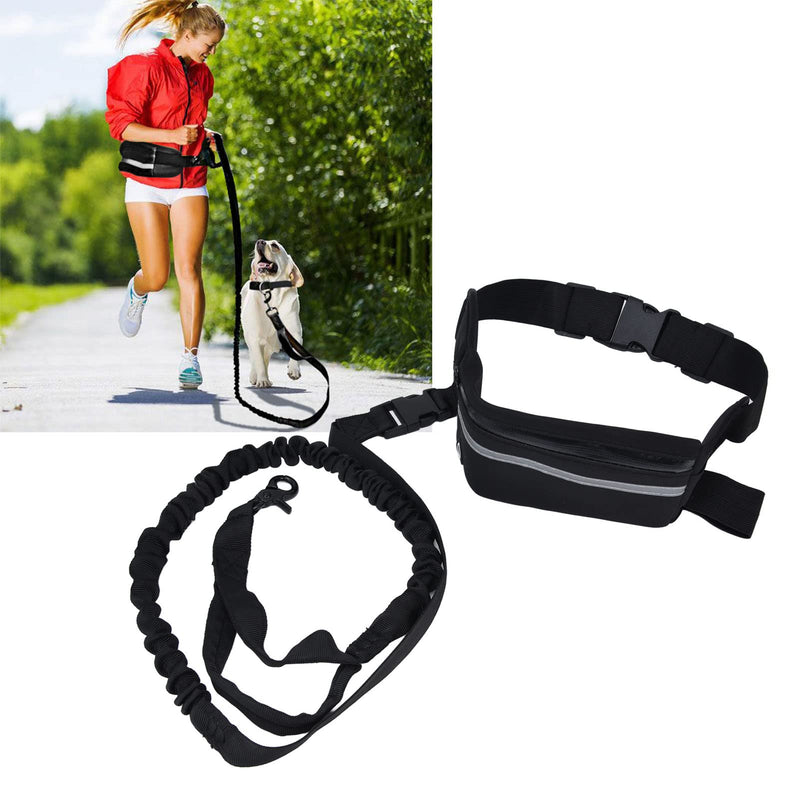 Jogging Leash for Dogs for Running Hands-Free Dog Leash with Zipper Pocket Durable Bungee with Reflective Strips Adjustable Waist Belt for Walking(Black) Black - PawsPlanet Australia