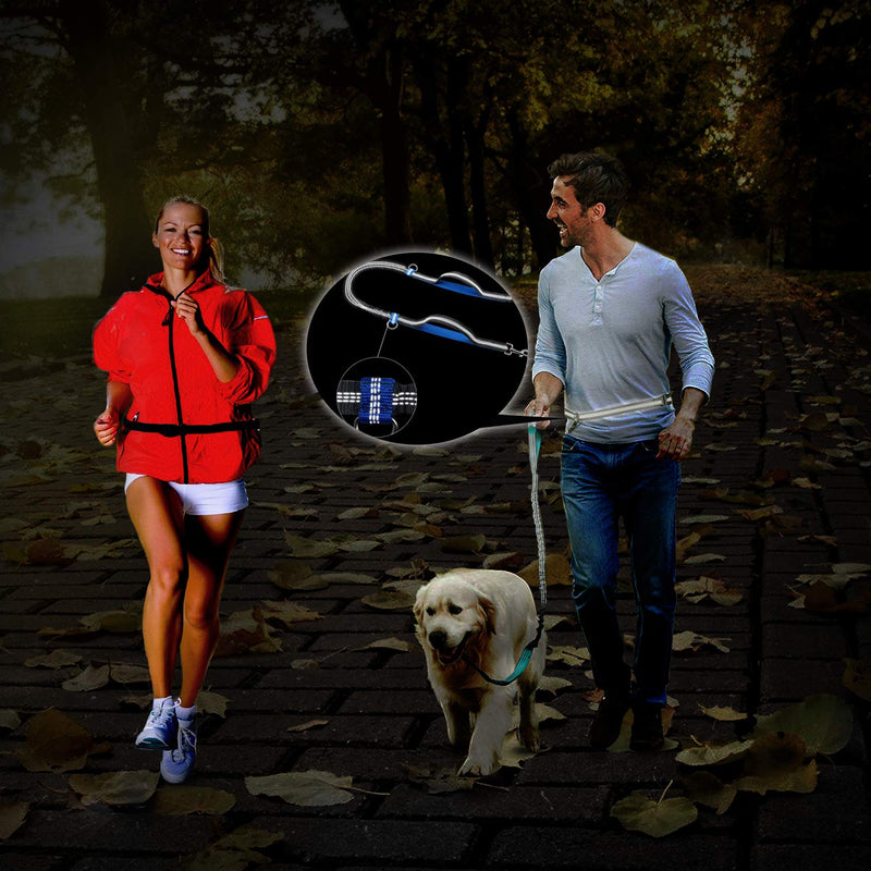 [Australia] - JESPET Hands Free Dog Leash for Hiking, Running and Walking, Dual-Handle Bungee Leash with Adjustable Waist Belt for Medium & Large Dogs Gray & Red 