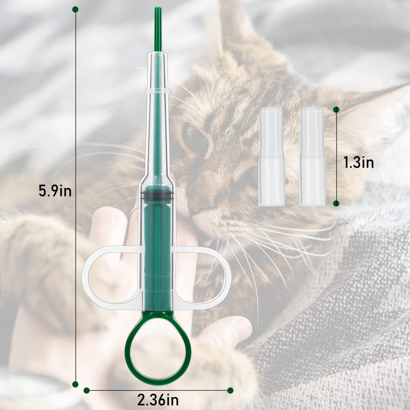 Nuanchu 2 Pieces Cat Pill Shooter Pill Dispenser Dog Piller Pill Gun Pet Tablet Syringe Pusher Soft Tip Pet Medicine Feeder for Feeding Small Animals (Red, Green) - PawsPlanet Australia