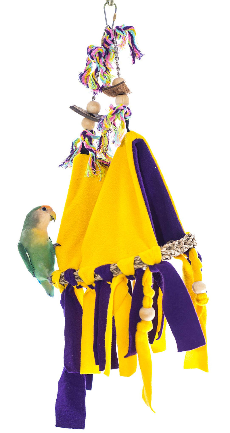 [Australia] - Birds LOVE Fun Bird Hut Bed Tent for Small or Medium Birds, Partially Open Base Allows Dropping to Go Through to Bird Cage, Lovebirds Conures Senegals Parakeets Caiques Cockatiels - Choose Size SM - 7.5" l x 5" w x 5.5" h 