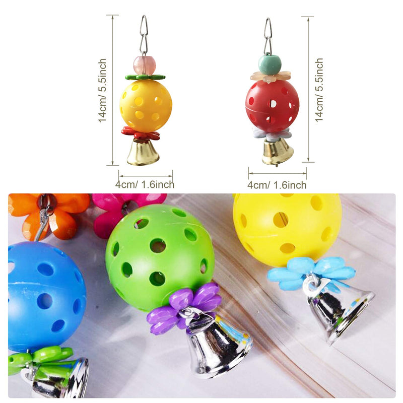 Allazone 7 PCS Bird Chewing Toys, 3 Pack Bird Cage Toys Swing Chewing Hanging Parrot Perches, 2 PCS Bell and 2 PCS Foot Catch Ball for Small Parrots, Macaws, Parakeets, Conures, Cockatiels - PawsPlanet Australia