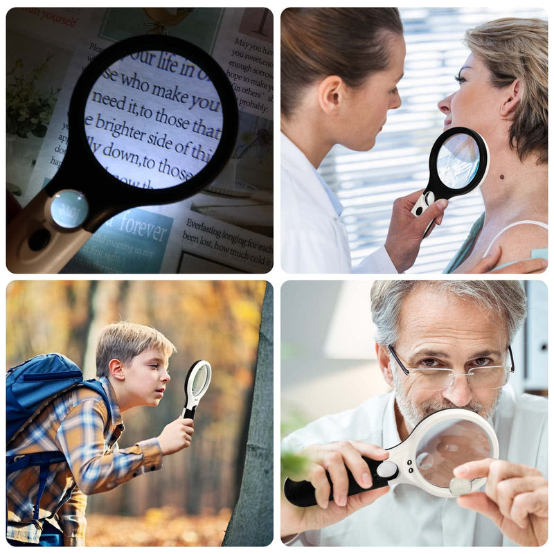Magnifying glass with light, 10X 30X reading magnifying glass, handheld magnifying glass with double lens for the elderly for reading, gifts for parents and children - PawsPlanet Australia
