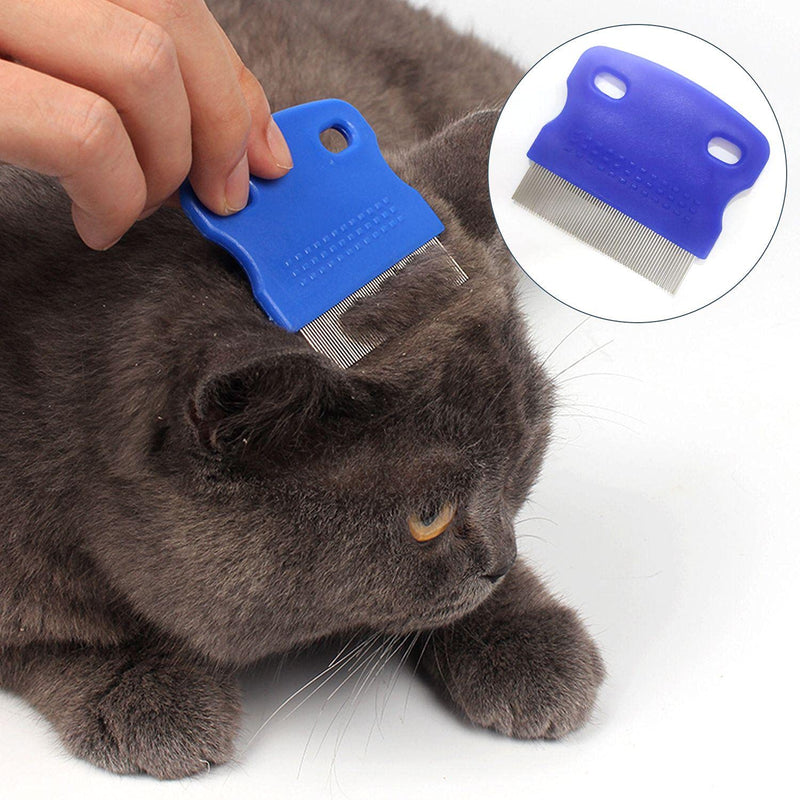Pack of 6 Flea Comb, Flea Tear Stain Remover Comb, Pet Dogs, Cats, Grooming Tool, Stainless Steel, Safe Metal Tooth Removal Combs, Clean Lice Tangles, for Cats and Dogs (Blue) - PawsPlanet Australia