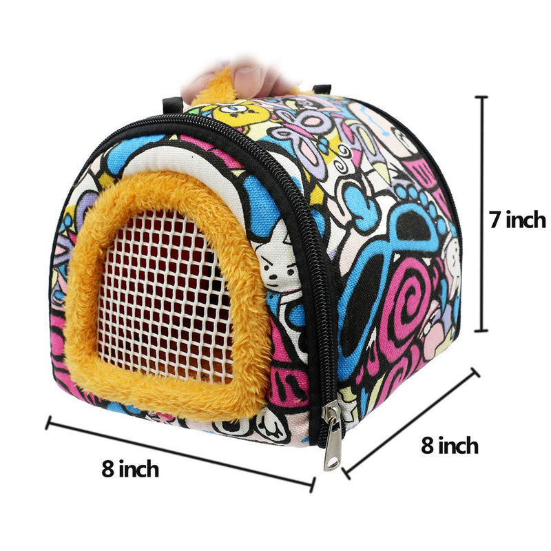 Small Animal Carrier Bag Small Guinea Pig Hedgehog Carriers with Detachable Strap Double Zipper Travel Pets Small Guinea Pig Chinchillas Hamster Rat Hedgehog Carriers Sling Handbag for Small Animals Cartoon A - PawsPlanet Australia