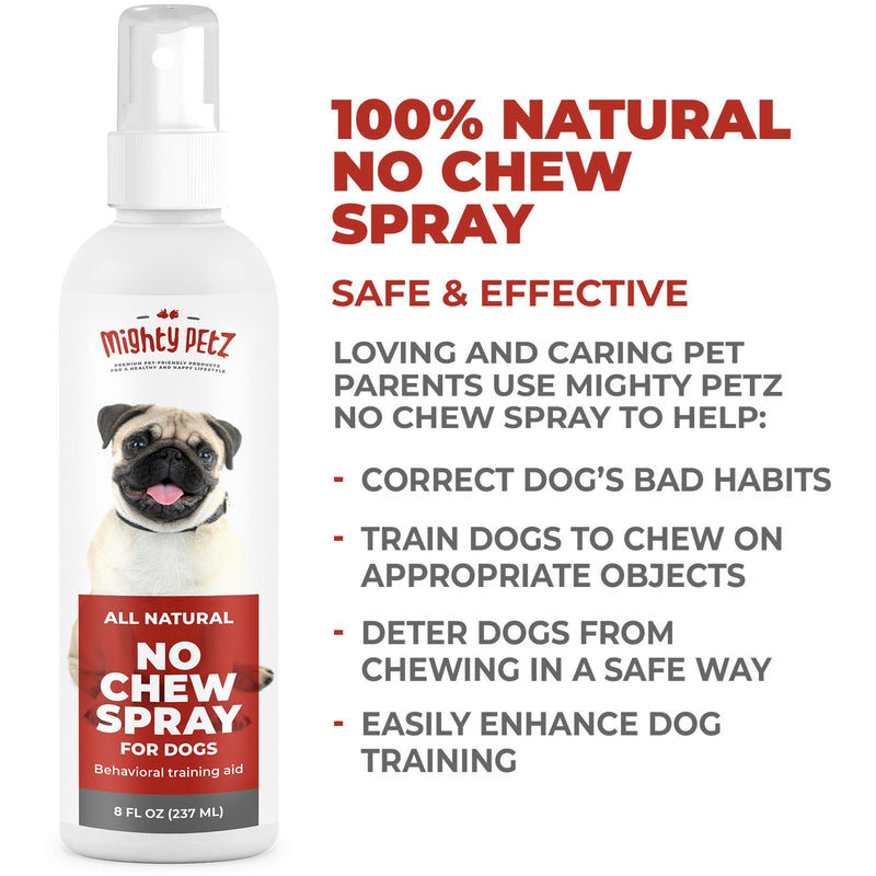 [Australia] - No Chew Spray for Dogs – 100% Natural Dog and Puppy Behavioral Training Aid – Dog Chewing & Biting Repellent – Alcohol Free Anti Chew Deterrent for Puppies and Older Dogs, Safe on All Surfaces, 8 oz 