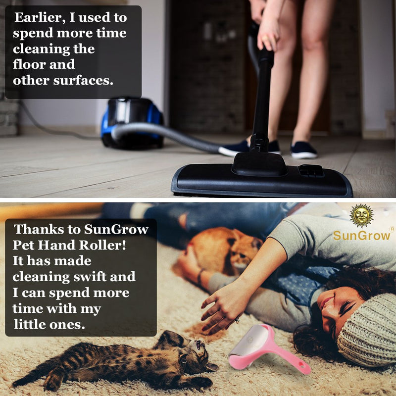 [Australia] - SunGrow Giant Pet Roller for Pet Hair, 8-inches Tall 6-inches Wide, with 60 Super Adhesive Sheets to Lift Fur and Lint, Multi-Usage, Durable, Vertical Push Handle 