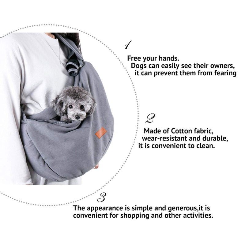 HAPPY HACHI Dog Sling Carrier Pet Puppy Bag Hands Free Kitty Rabbit Small Animals Shoulder Carry Handbag Front Pack with Adjustable Strap (Grey) Grey - PawsPlanet Australia