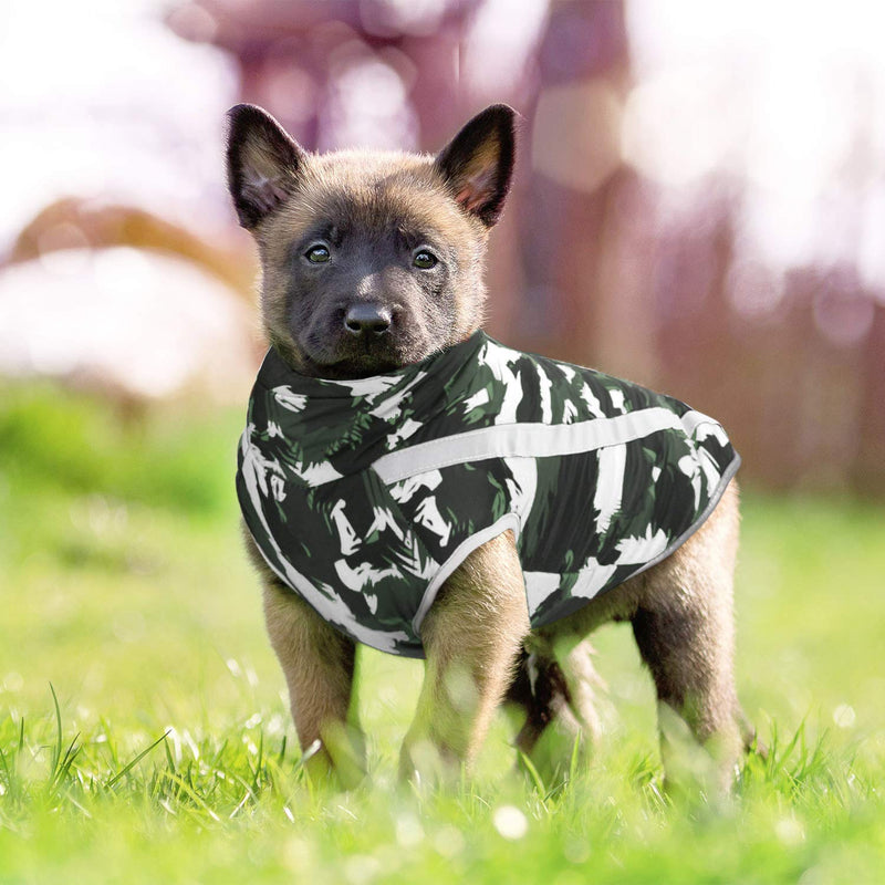 Segarty Camo Dog Coats, Camouflage Jacket Cold Winter Waterproof Vest for Small Medium Large Dogs Chest 15.4", Back 10.6" Green - PawsPlanet Australia
