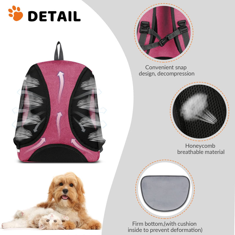 ALLSOPETS Dog Backpack Cat Carrier Bag Travel Pet Backpack Portable Breathable Rucksack Pet Bags Shoulder Bag Hiking Pet Carrying Bag for Small Dog Cats Pet Puppy Backpack Pink - PawsPlanet Australia