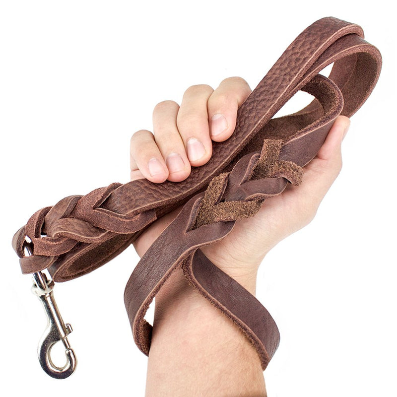 [Australia] - Weebo Pets 6-Foot Braided Soft Latigo Leather Dog Leash for Walking & Training 