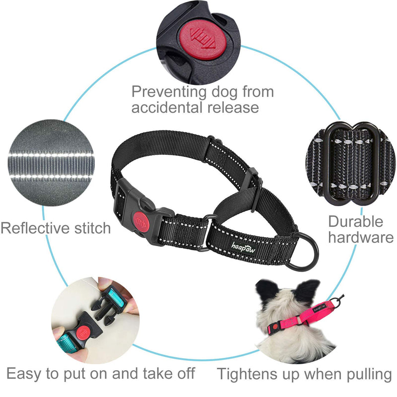 haapaw 2 Packs Martingale Dog Collar with Quick Release Buckle Reflective Dog Training Collars for Small Medium Large Dogs collar+collar, S neck 12"-13" Black+Black, 1+1 Packs - PawsPlanet Australia