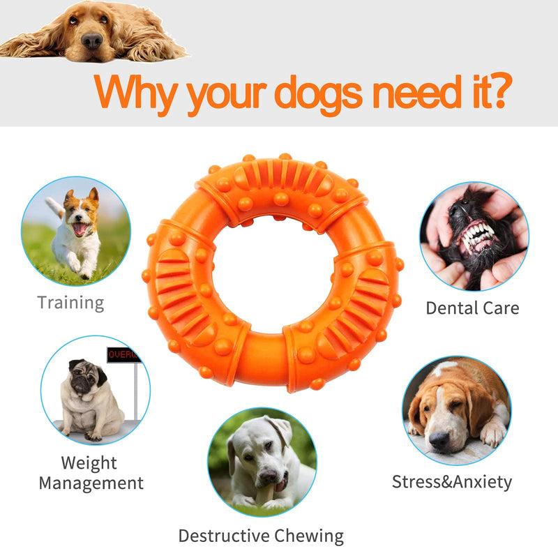 Dog Chew Toy Dog Goughnuts Ring Toy with Almost Indestructible Tough Interactive Breed Teeth Cleaning Rubber for Large Dogs Extreme Aggressive Chewer (orange) orange - PawsPlanet Australia