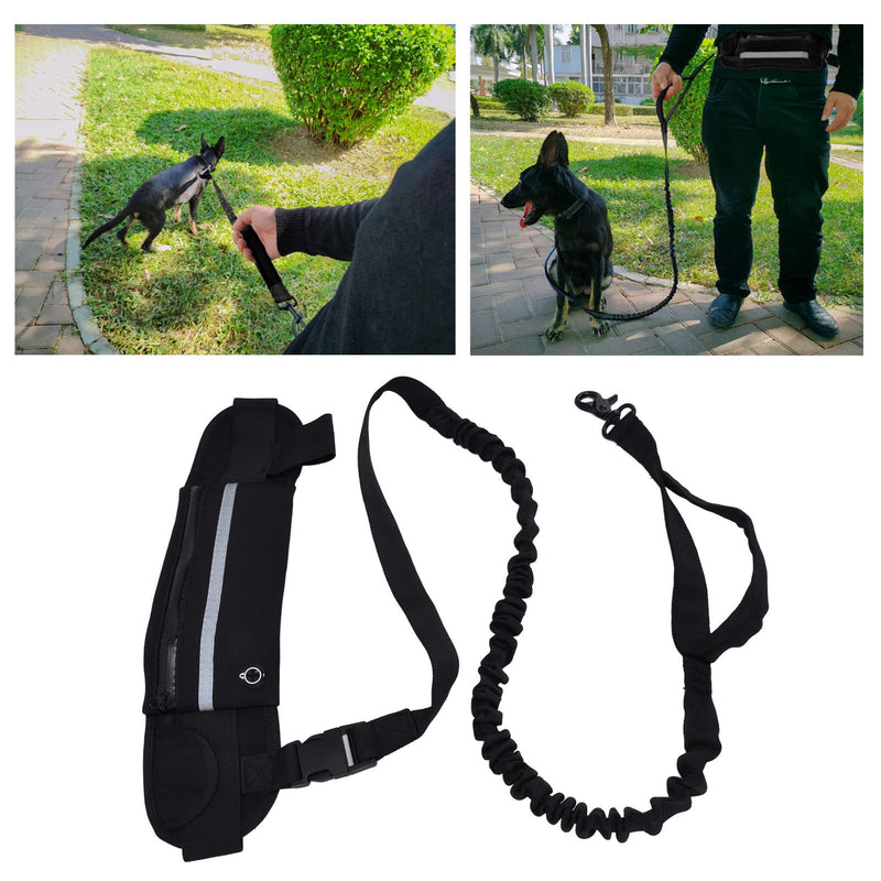 Jogging Leash for Dogs for Running Hands-Free Dog Leash with Zipper Pocket Durable Bungee with Reflective Strips Adjustable Waist Belt for Walking(Black) Black - PawsPlanet Australia