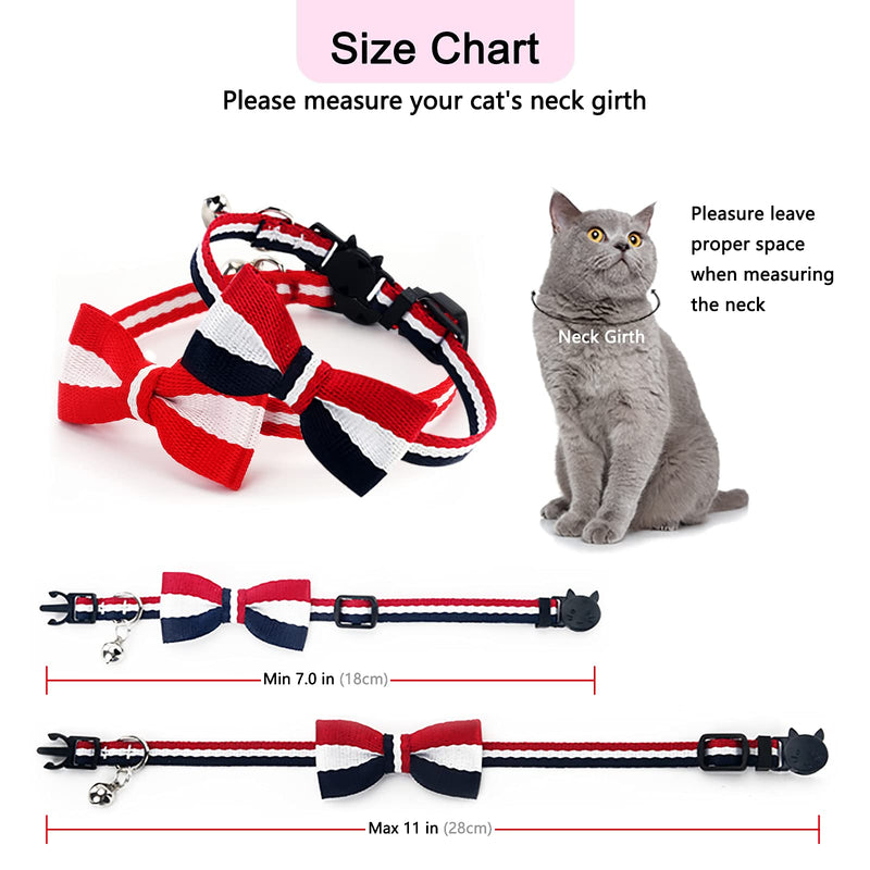 Breakaway Cat Collar with Removable Bow Tie and Bell, Elegant Style Kitty Collars Soft Comfortable for Kitty Cats Puppy - PawsPlanet Australia