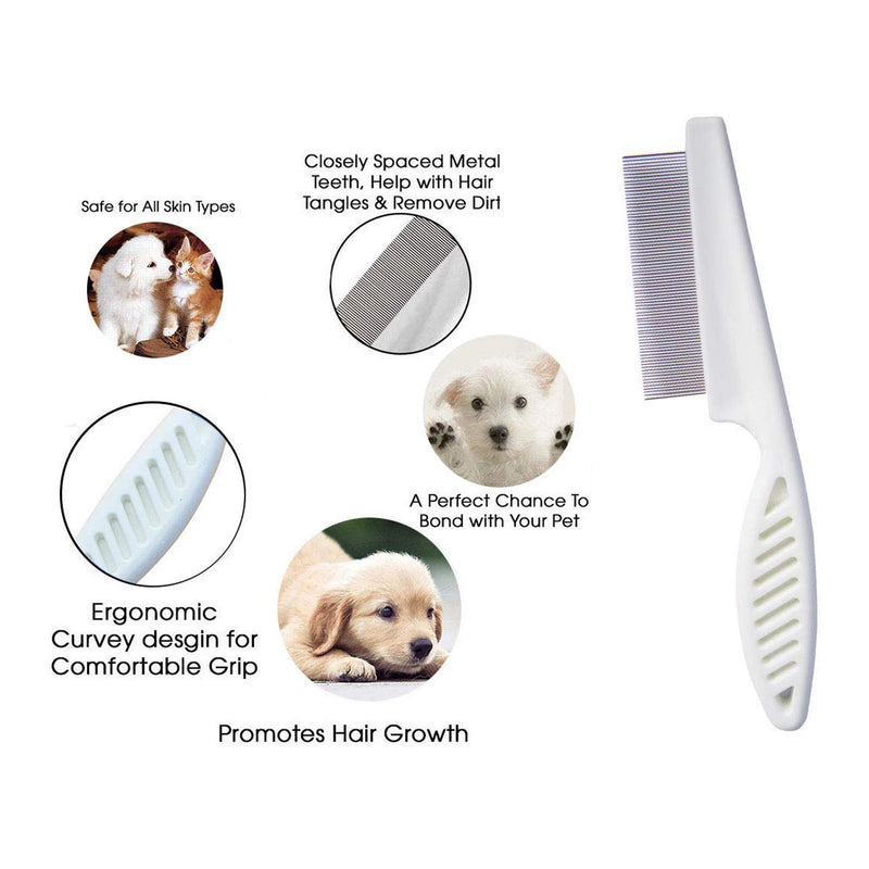 Pet Comb Dog and Cat Stainless Steel Grooming Comb (Blue+White) Blue+White - PawsPlanet Australia