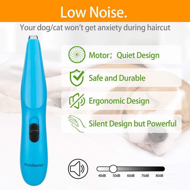 [Australia] - Petslucent Dog Clippers, Pet Grooming Scissors Kit Professional Cat Hair Clipper Trimmer for Small Dogs, Super Quiet Rechargeable Dog Clippers Brush Comb for Hair Around Claw, Paws, Eyes, Ears, Feet 