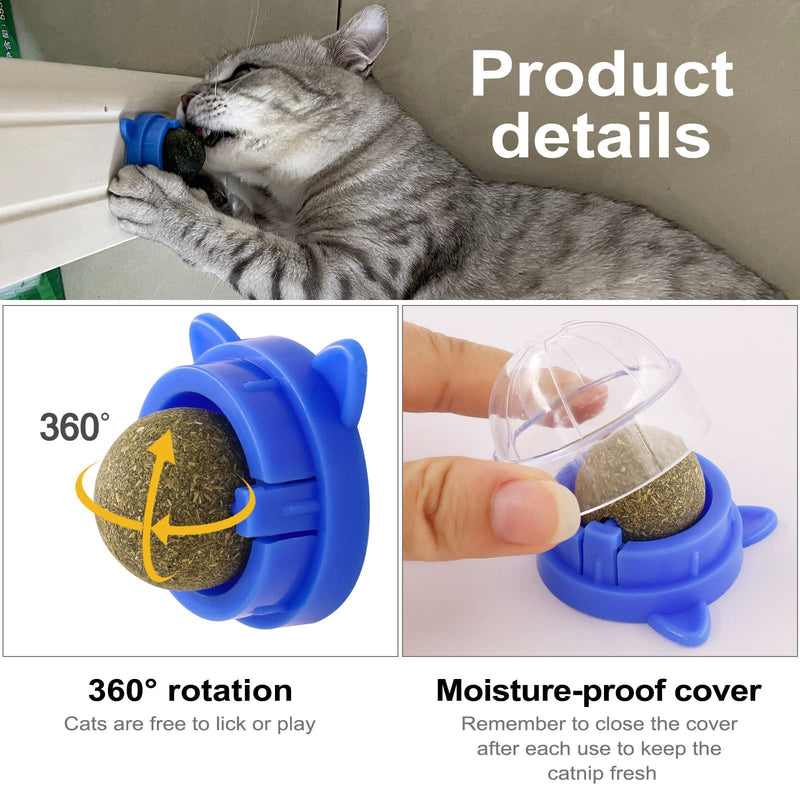 JULY BRISE Improved sweet catnip balls, 360° rotating cat licking catnip toy, catnip ball with powerful stickers, healthy and fun cat gift, cat shape, 3 pieces - PawsPlanet Australia