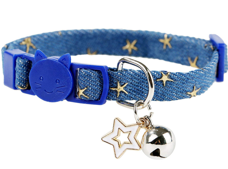 [Australia] - BoomBone Star Cat Collar with Bell,2 Pack Puppy Collars Breakaway with Star Charms 