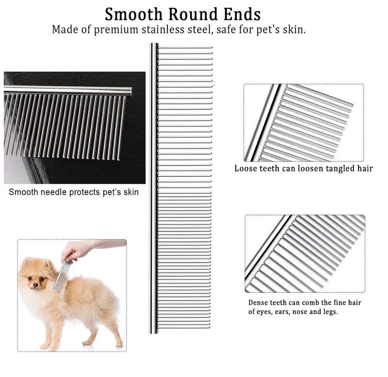 Pet Grooming Brush 5 in 1, Double Sided 9+17 Stainless Steel Undercoat Brush with Dog Comb and Claw Trimmer, Animal Hair Brush for Large, Medium, Small Dogs and Cats - PawsPlanet Australia