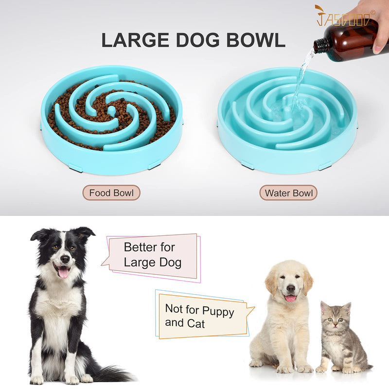 JASGOOD Slow Feeder Dogs Bowl for Large Dogs,Anti-Gulping Pet Slower Food Feeding Bowls Stop Bloat,Preventing Choking Healthy Design Dogs Bowl A-Sky Blue - PawsPlanet Australia