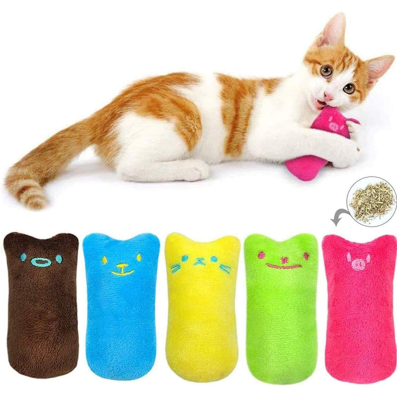 Soft Plush Cat Pillow for Cat Kitten Teeth Cleaning Cat Toys Cartoon Square Plush Wagging Interactive Pets Chewing Interactive Plush Cat Toys for Indoor Cats Pets,Perfect for Biting Kicking(5 Pieces) - PawsPlanet Australia
