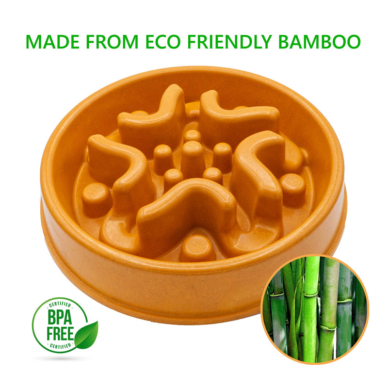 Simply Pets Online Slow Feeder Dog Bowl - Developed by UK Vets - Eco Friendly Bamboo - Large Size - Dog Puzzle Feeder Terracotta / Orange - PawsPlanet Australia