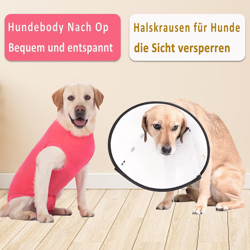Axcimond Dog Bodysuit After Surgery Leak Protection Dog Surgery Body Dog Castration Female Male Medical Pet Shirt Dog One-Piece Wound Protection Suits for Dogs with Velcro Fastener Alternatives to Cone and Neck Collar Dog L Pink - PawsPlanet Australia