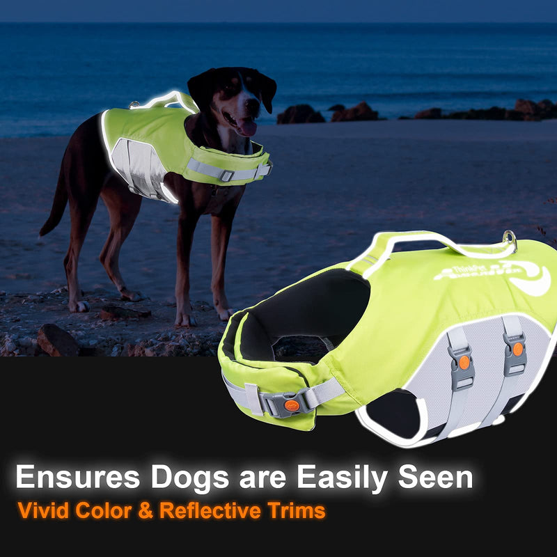 ThinkPet Dog Life Jacket Reflective Lifesaver Floating Vest Adjustable S Green - PawsPlanet Australia