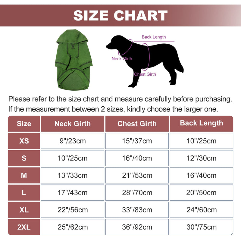 Kickred Basic Dog Hoodie Sweatshirts, Pet Clothes Hoodies Sweater with Hat and Leash Hole, Soft Cotton Outfit Coat for Small Medium Large Dogs X-Small Army Green - PawsPlanet Australia